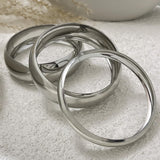 Bowdcvy Chunky Silver Bangle Bracelets – Set of 3 Wide Cuff Stackable — view 6 of 7
