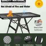 Raynesys portable folding grill table with aluminum mesh top and adjustable steel legs set up outdoors for camping - view 4