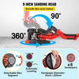 VEVOR red 850W electric drywall sander with 9-inch disc, folding telescoping handle, and LED light for wall sanding - view 5
