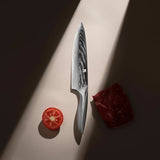 Zongchuan 8-inch Damascus chef knife with 67-layer forged steel blade and stainless steel handle beside gift box - view 8