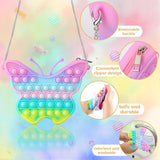 Ferenala multicolor butterfly wing fidget purse 8-inch girls shoulder bag with tactile sensory fidget components on exterior - view 2