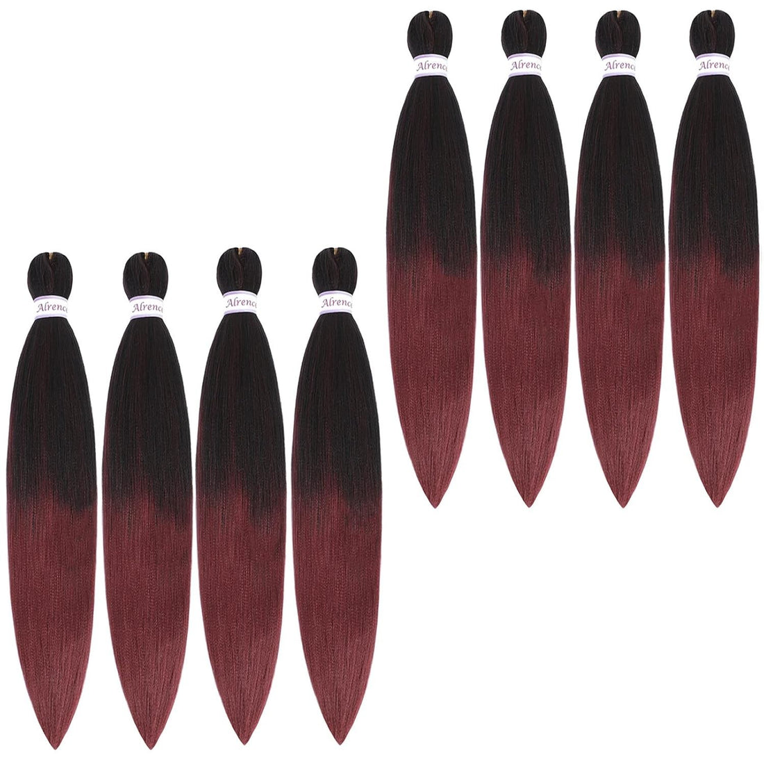 Alrence 18-inch pre-stretched yaki synthetic braiding hair 8 packs in color 1B dark brown for crochet twist braids
