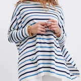 REDMORE women's red oversized striped crewneck long sleeve poncho knit pullover sweater with loose relaxed fit - view 4