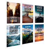 Set of 6 unframed 11x17 motivational typography wall art prints with vivid multicolor designs on matte archival paper