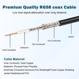 MOOKEERF 10-foot black RG58 coaxial antenna cable with NMO connector and removable PL259 UHF male adapter - view 5
