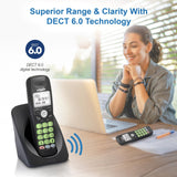 VTech VG131-11 black cordless DECT 6.0 phone with backlit display, keypad, and wall mount design - view 4