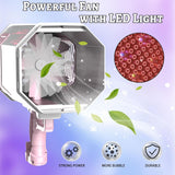 HQF 88-hole bubble machine with multicolor LED lights and detachable fan held by child outdoors at party - view 8