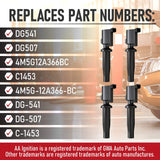 Set of 4 AA Ignition coil on plug units replacing DG541 DG507 4M5G12A366BC for Ford Focus and Escape - view 3