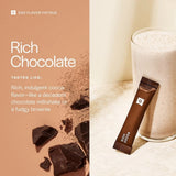 Three Gainful Rich Chocolate protein flavor packets in 7-pack sets against a white background - view 3