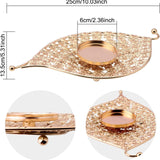 HOVTOV gold iron pillar candle holder plate 9.8 inches wide with polished finish on a flat stable base - view 4