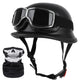 ZGMZLBBD German Style Half Helmet DOT Approved Matte Black with Goggles – Large