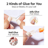 modelones Short Almond Press On Nails – 32pc Pink White Kit with Glue — view 7 of 8
