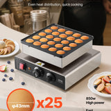 VEVOR silver stainless steel 25-mold mini pancake maker with round non-stick cooking surface and temperature control knob - view 8