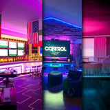 DAYBETTER 100ft RGB LED strip lights kit with remote control showing multicolor lighting installed in bedroom - view 6