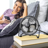 Holmes Mini High Velocity 4-Inch Desk Fan – Black Metal, Adjustable Tilt — view 7 of 8