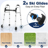 HOLYHEAL Folding Senior Walker with Ski Glides & 5" Wheels – 350lb Capacity — view 4 of 7
