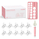 Nuliie silicone breast pump flange inserts 10-piece sizing kit in five sizes 13 to 21mm for 24mm shields