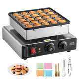 VEVOR silver stainless steel 25-mold mini pancake maker with round non-stick cooking surface and temperature control knob - view 5