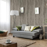 Roll of QIMAY grey wood grain peel-and-stick contact paper showing realistic matte wood texture, 15.7 by 78.7 inches - view 4