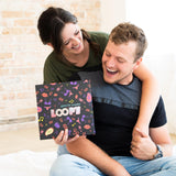 LOOPY Date Night Box couples card game tin with 150 cards and silk blindfold included, shown unopened - view 2