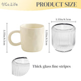 Set of 6 clear ribbed glass candle holders 3.5 inches holding tea light and votive candles on a decorated table - view 2