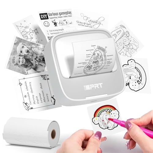iDPRT S1 mini portable Bluetooth thermal label maker printer in white, compact 3x3 inch design with USB-C port
