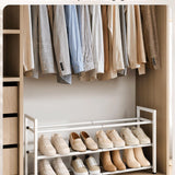 Bumusty 3-Tier Expandable Metal Shoe Rack – Adjustable 18–33 Inches, White — view 4 of 7