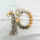 Silicone Beaded Wristlet Keychain Bracelet – Cheetah Marble Tan Gold Set
