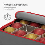 ZOBER gray non-woven fabric Christmas ornament storage box with 64 compartments and dual zipper closure - view 4