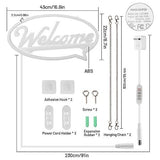 Motyeowe 16.9 inch LED neon-style welcome sign glowing white with adjustable brightness for bar or shop entrance - view 4