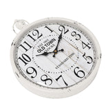 Round 11.8-inch antique white metal farmhouse wall clock with silent quartz movement and vintage dial face - view 5