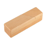 Ahyuan 5-inch handmade beech wood secret opening puzzle box with hidden compartment, brown finish, closed view