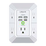QINLIANF 5-Outlet Wall Surge Protector 4 USB Ports 1680 Joules Mountable – Open Box — view 1 of 7