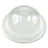 Boardwalk clear PET dome lids with straw slot for 9-10 oz cold cups shown in bulk 1000-count carton