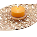 HOVTOV gold iron pillar candle holder plate 9.8 inches wide with polished finish on a flat stable base