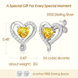 Zifeel S925 Sterling Silver November Birthstone Heart Stud Earrings for Women — view 3 of 8