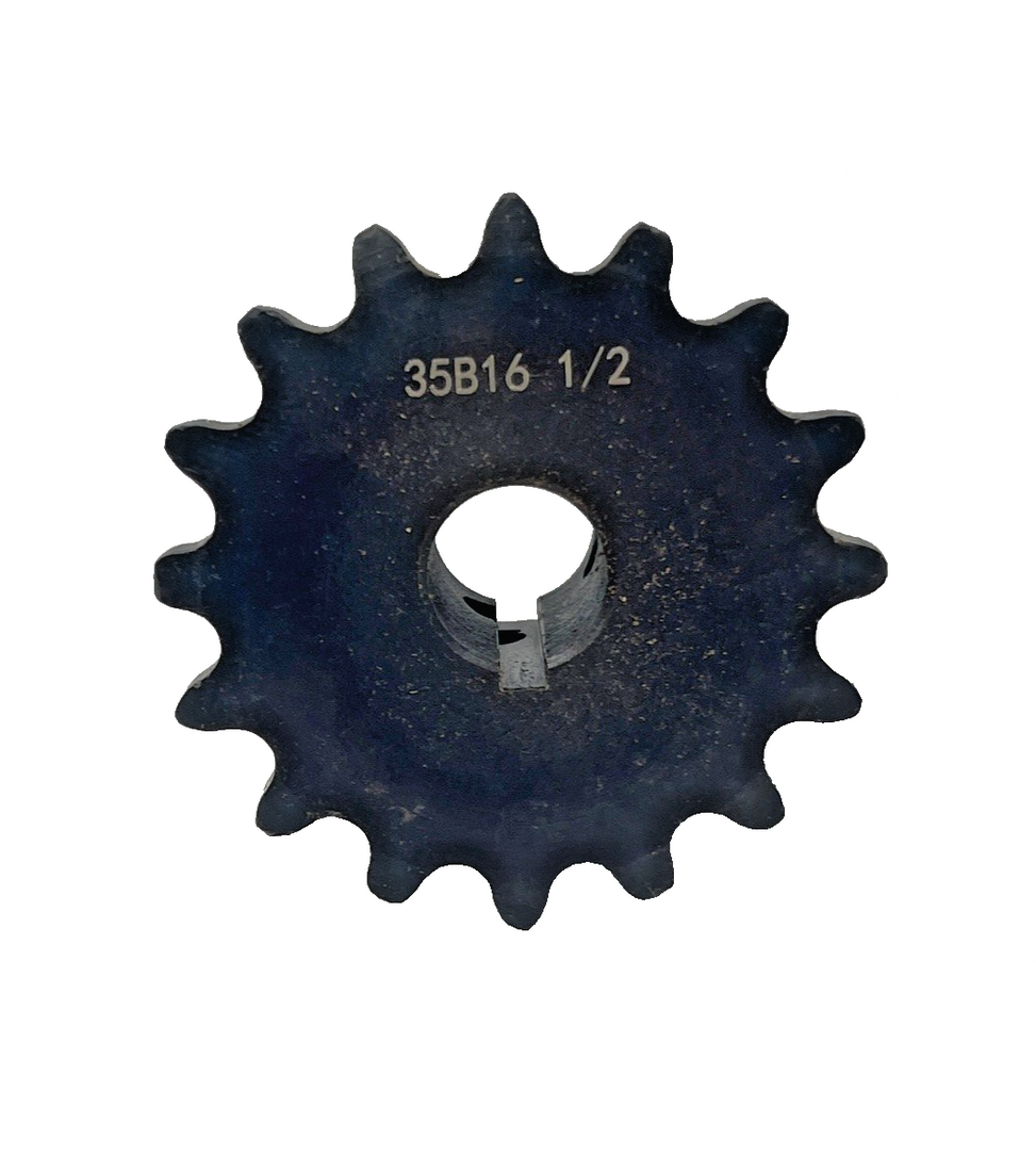RHKING #35 roller chain sprocket B type 16 tooth with 1/2 inch bore and 3/8 inch pitch in hardened black steel