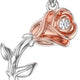 925 Sterling Silver Rose Moon Pendant Necklace with Garnet Heart – 18"