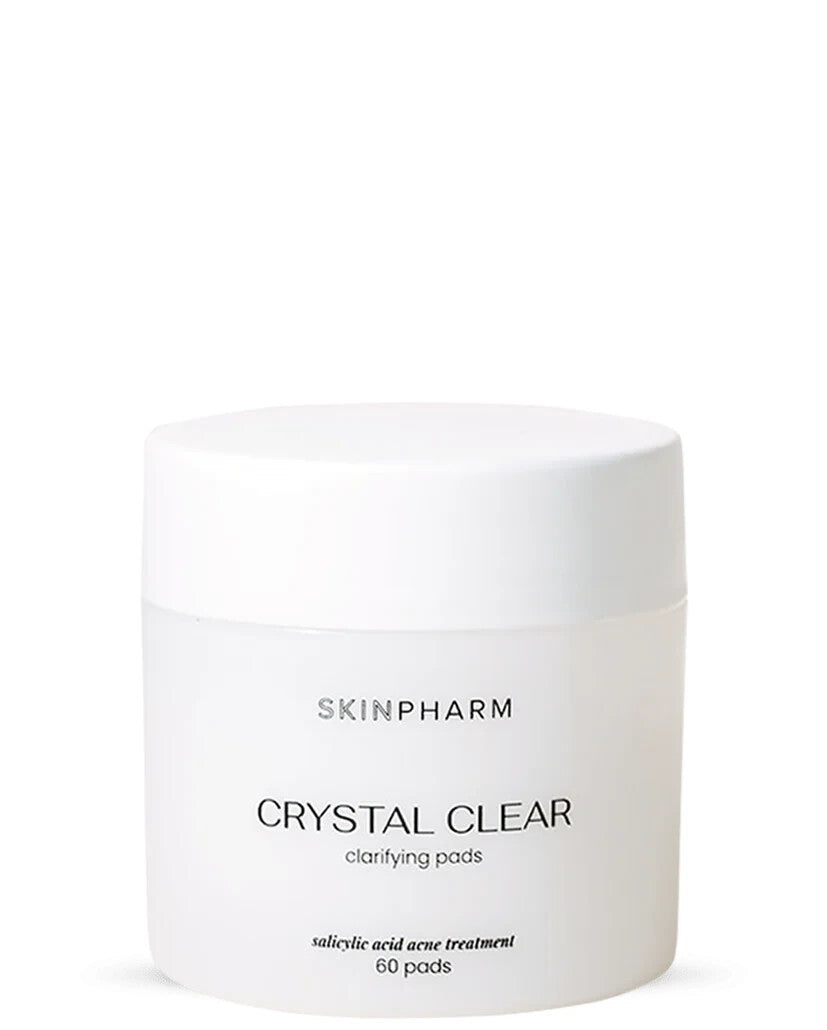 Skin Pharm Crystal Clear Clarifying Pads 60-count container with 2% salicylic acid for acne-prone skin