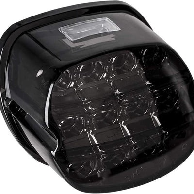 Smoked black LED rear tail light unit for Harley-Davidson Dyna Softail Touring with integrated brake and running light