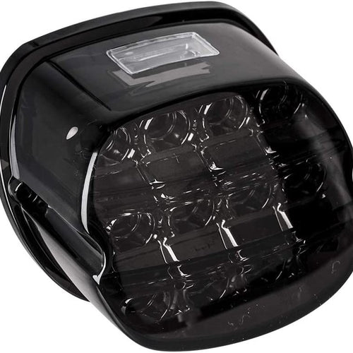 Smoked black LED rear tail light unit for Harley-Davidson Dyna Softail Touring with integrated brake and running light