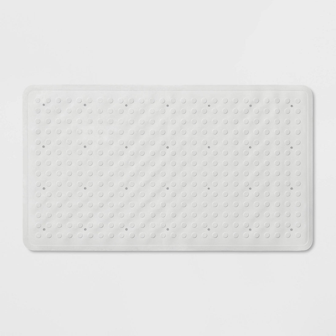 Threshold white rubber bath mat 28x16 inches with honeycomb texture and suction cups for shower or tub