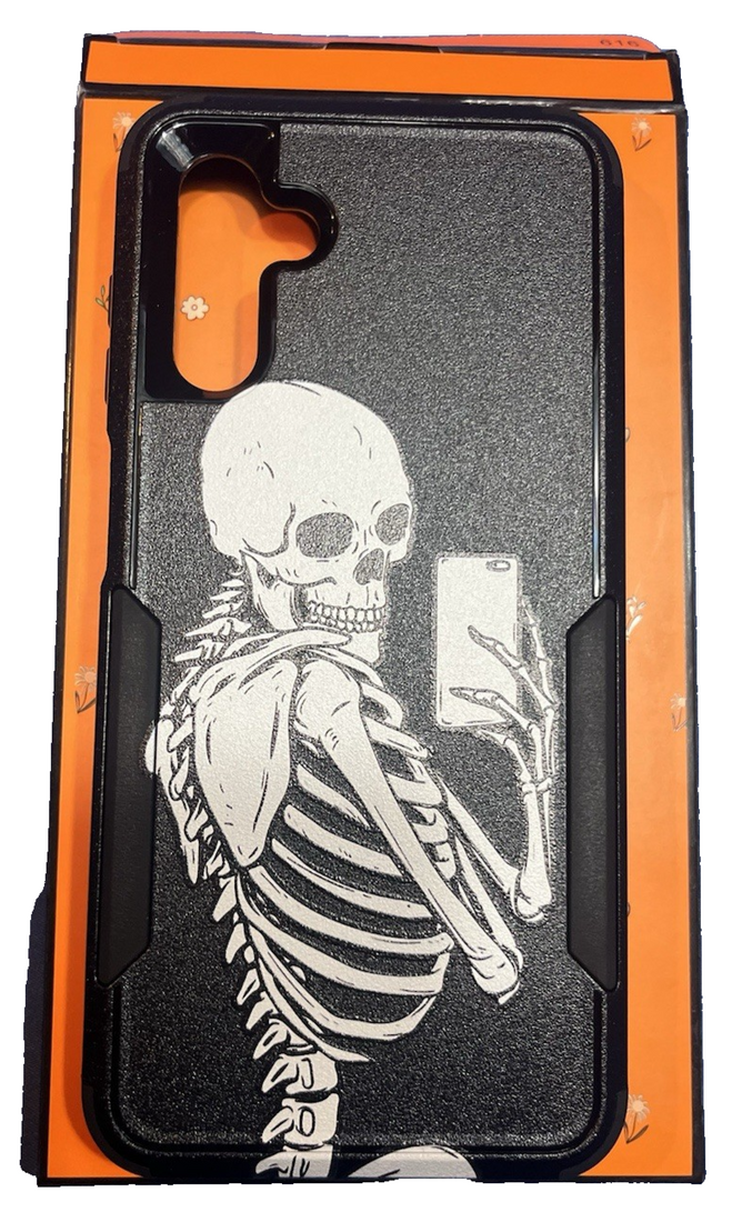 Plakill black skeleton see-through dual-layer shockproof case for Samsung Galaxy A13 5G, showing textured TPU sides
