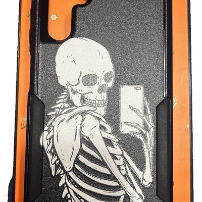 Plakill black skeleton see-through dual-layer shockproof case for Samsung Galaxy A13 5G, showing textured TPU sides