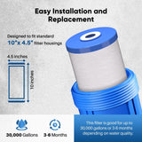 Two PurePlus PP10BB-CC 10x4.5 inch whole house sediment carbon water filter cartridges in original packaging - view 8
