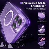 Anynve clear glitter purple MagSafe iPhone 14 Pro Max case with sparkle bling finish and raised camera lip - view 4
