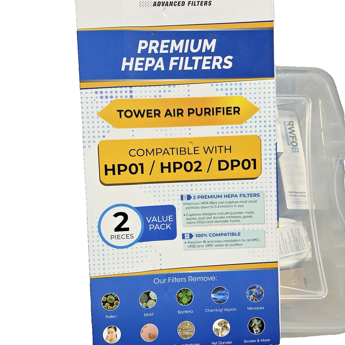 Two white VEVA True HEPA replacement filters for Dyson HP01 HP02 DP01 air purifiers in original packaging
