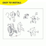 Munik engine water pump assembly with gasket and pulley, OEM replacement 2732000201 for Mercedes-Benz 5.5L V8 - view 6