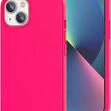 K Tomoto hot pink liquid silicone shockproof case for iPhone 13 with raised bezels and microfiber lining interior