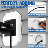 Two white Podoy vinyl siding mounting blocks with built-in electrical boxes and included screws for outdoor light fixture installation - view 4
